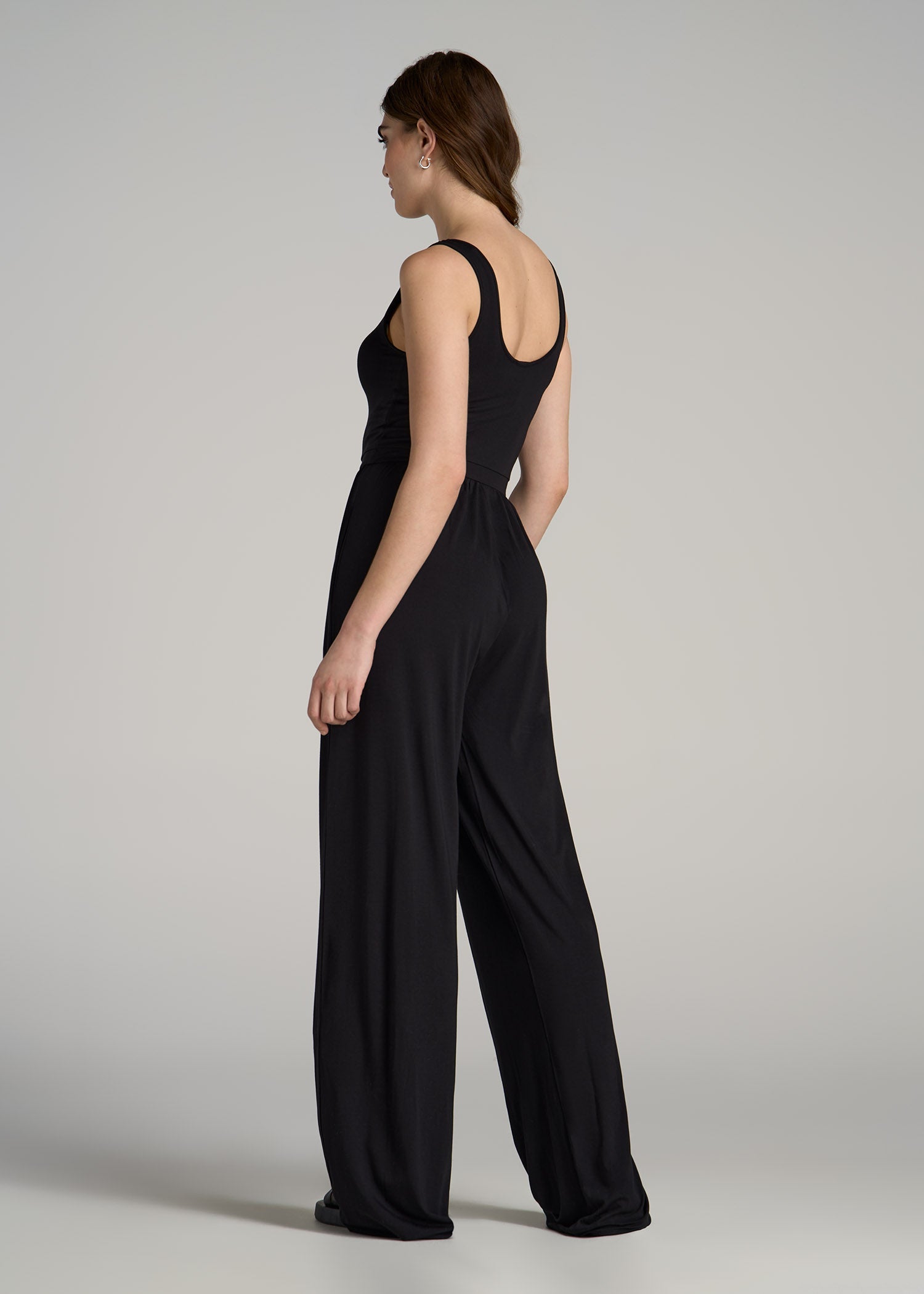 Jersey Tank Wide-Leg Jumpsuit with Pockets for Tall Women - Image 4