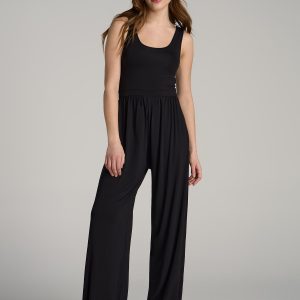 Jersey Tank Wide-Leg Jumpsuit with Pockets for Tall Women