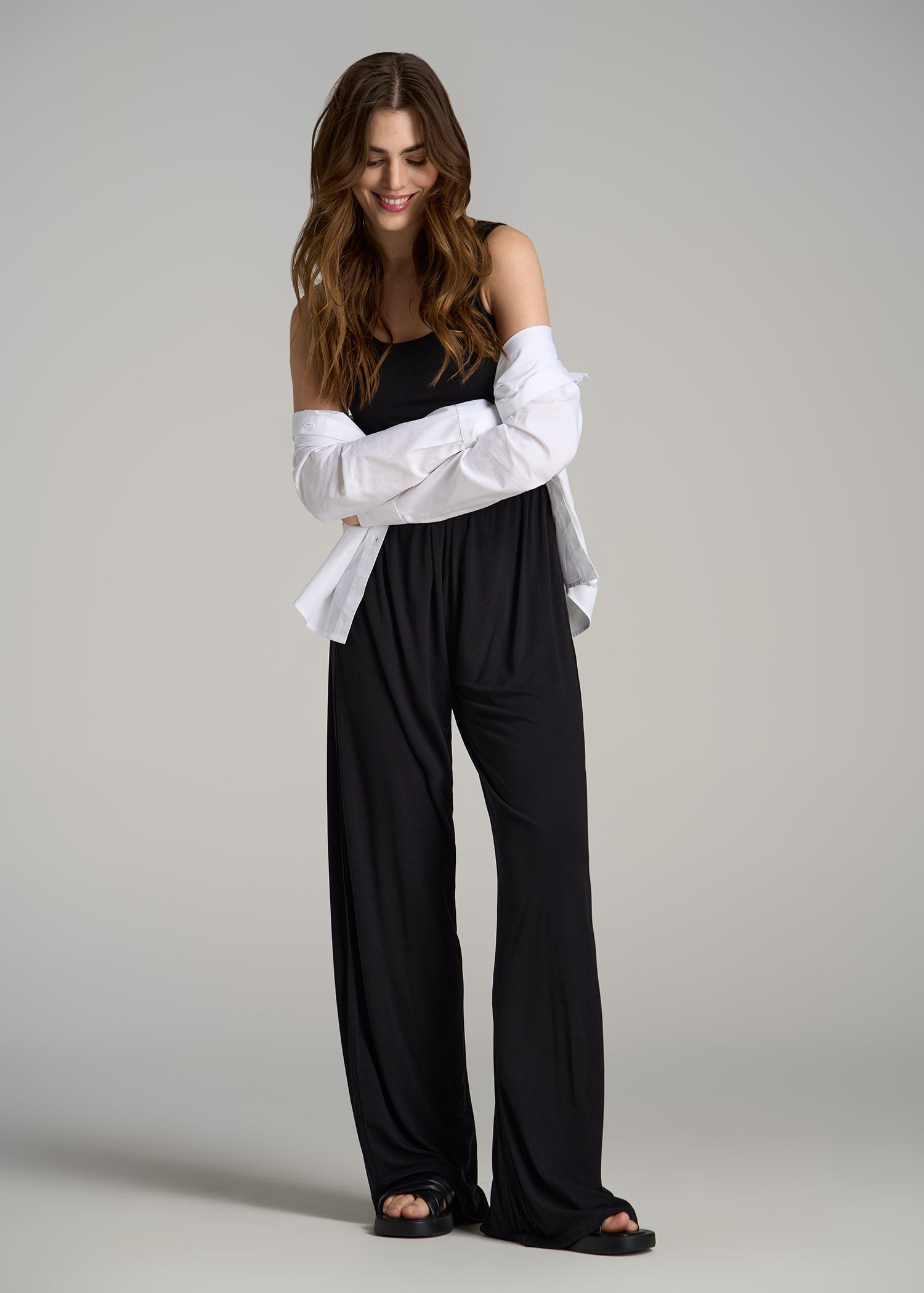 Jersey Tank Wide-Leg Jumpsuit with Pockets for Tall Women - Image 2
