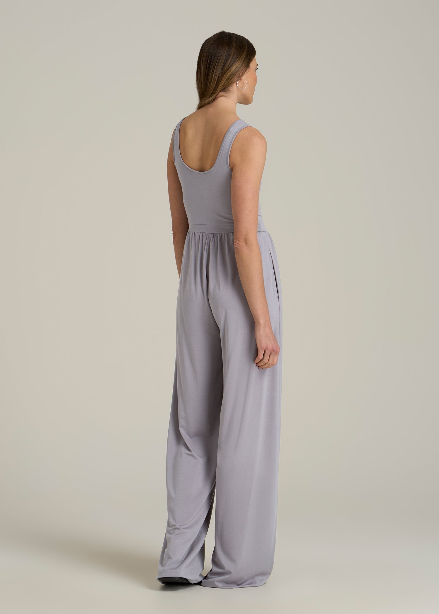 Jersey Tank Wide-Leg Jumpsuit with Pockets for Tall Women - Image 3