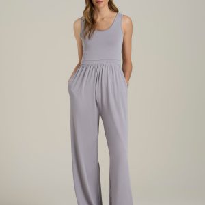 Jersey Tank Wide-Leg Jumpsuit with Pockets for Tall Women