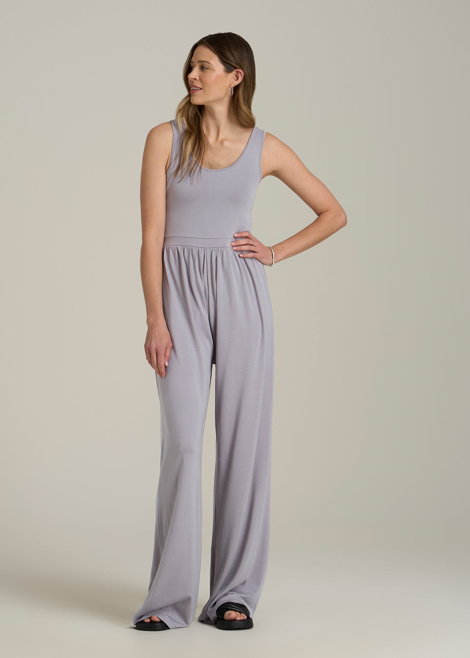 Jersey Tank Wide-Leg Jumpsuit with Pockets for Tall Women - Image 2