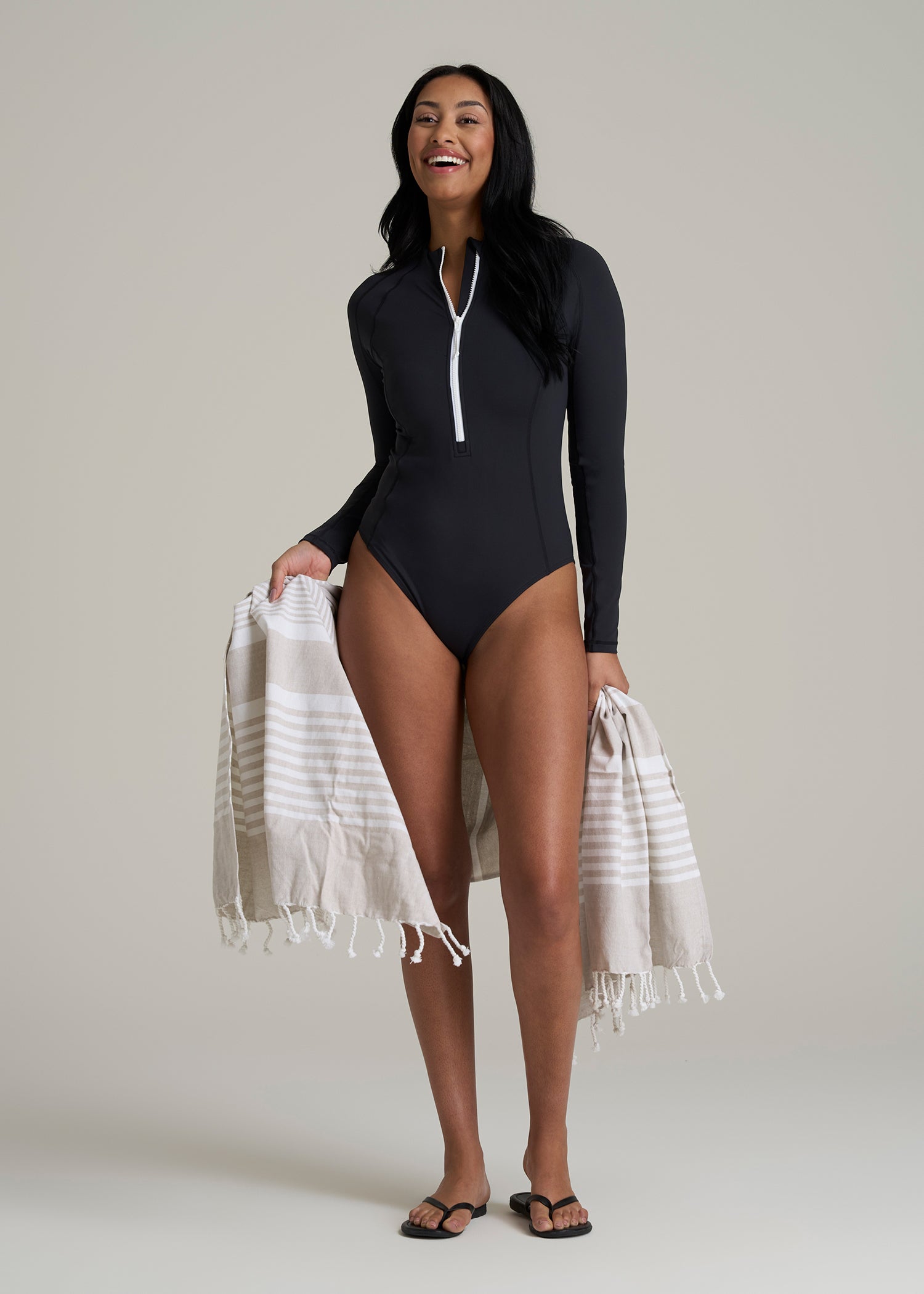 Long Sleeve UPF 50 One Piece Swimsuit for Tall Women - Image 5